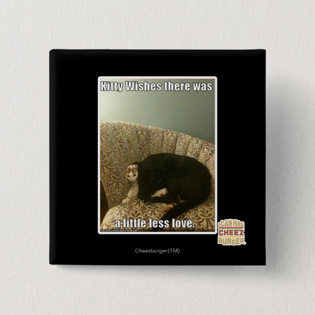 Bóton Quadrado 5.08cm Desejos do gatinho (Frente)