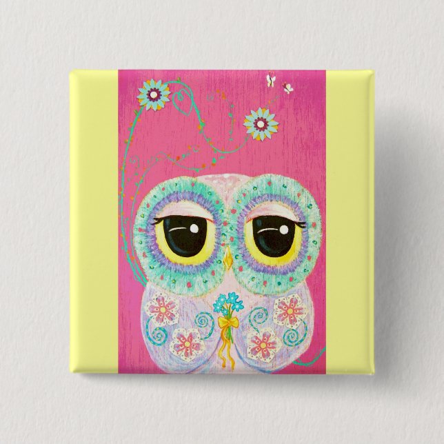 Bóton Quadrado 5.08cm Desejos florais (Frente)