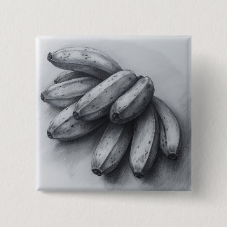 Bóton Quadrado 5.08cm Desenho a lápis de bananas de tirar o fôlego