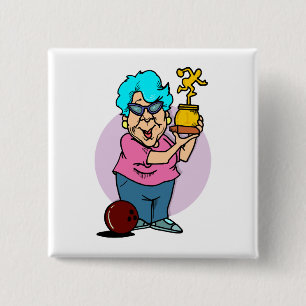 Bóton Quadrado 5.08cm desenho animado de boliche campeã