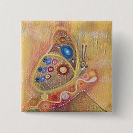 Bóton Quadrado 5.08cm Desenho de Arte da Borboleta