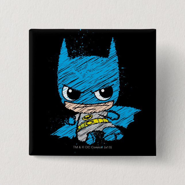 Bóton Quadrado 5.08cm Desenho do Mini Batman (Frente)