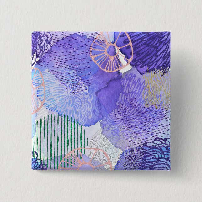 Bóton Quadrado 5.08cm Design Abstrato Roxo (Frente)