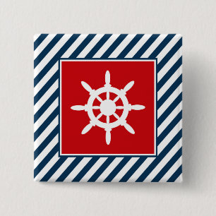 Bóton Quadrado 5.08cm Design com tema náutico