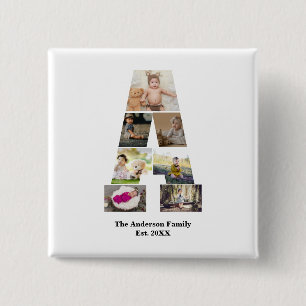 Bóton Quadrado 5.08cm Design da sua própria letra A Colagem de fotos