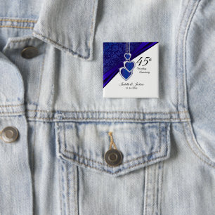 Bóton Quadrado 5.08cm design de aniversário de 45 anos de casamento