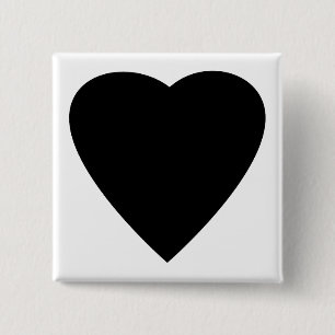 Bóton Quadrado 5.08cm Design de Coração de Amor Negro e Branco.