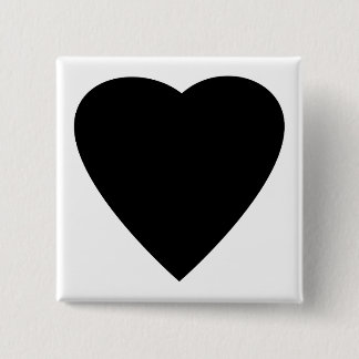 Bóton Quadrado 5.08cm Design de Coração de Amor Negro e Branco.