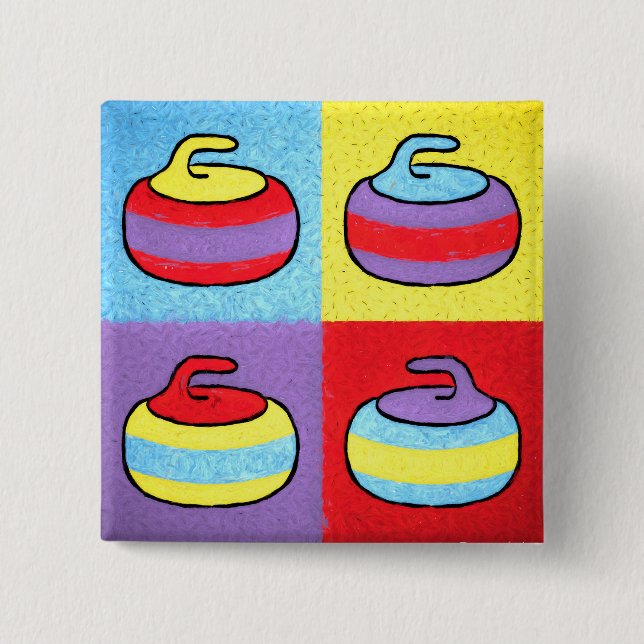 Bóton Quadrado 5.08cm Design de Curling que é Pop Art (Frente)