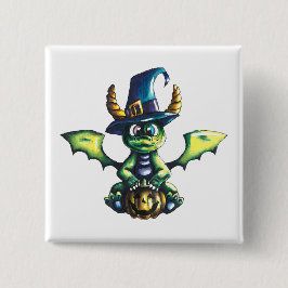 Bóton Quadrado 5.08cm Design de Dragão de Halloween