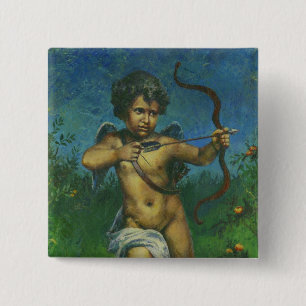 Bóton Quadrado 5.08cm Design de fresco do Cupido