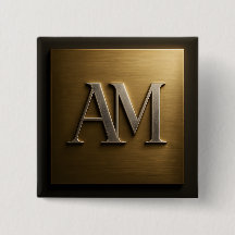 Design de Metal Dourado Polido Monograma AM