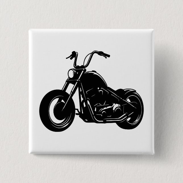 Bóton Quadrado 5.08cm Design de Moto Cruiser Clássico (Frente)