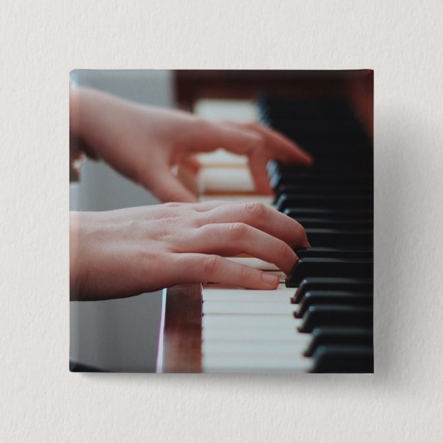 Bóton Quadrado 5.08cm Design de Piano bonito (Frente)