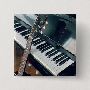 Bóton Quadrado 5.08cm Design de Piano bonito