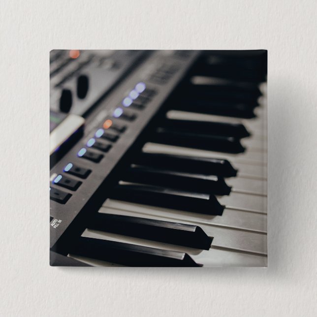 Bóton Quadrado 5.08cm Design de Piano Bonito (Frente)