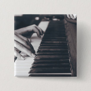 Bóton Quadrado 5.08cm Design de Piano Incrível