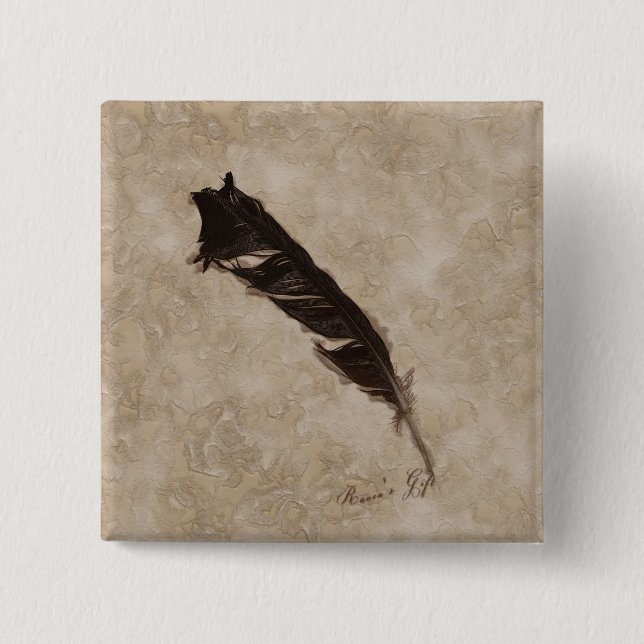 Bóton Quadrado 5.08cm Design de Raven's Feather Bird-lover (Frente)