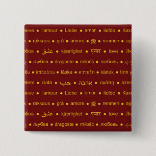 Bóton Quadrado 5.08cm Design de texto de tipografia romântica do Amor