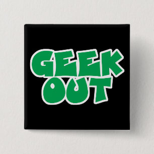 Bóton Quadrado 5.08cm Design de Texto Verde Geek