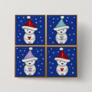 Bóton Quadrado 5.08cm Design de Ursos Polares Cujos