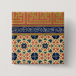 Bóton Quadrado 5.08cm Design decorativo árabe (litho da cor)