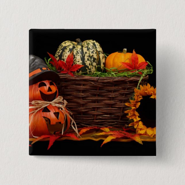 Bóton Quadrado 5.08cm Design do Dia das Bruxas Escuro (Frente)