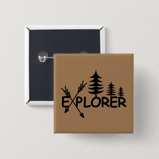 Bóton Quadrado 5.08cm Design do Explorer - Botão Quadrado (Frente & Verso)