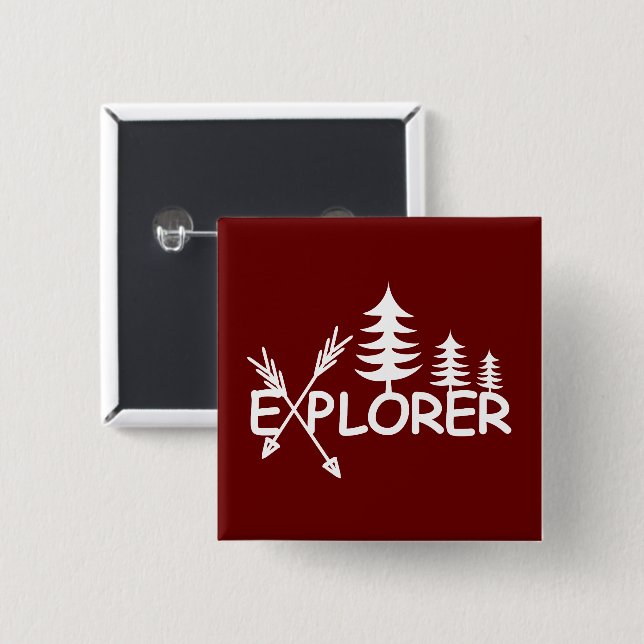 Bóton Quadrado 5.08cm Design do Explorer - Botão Quadrado (Frente & Verso)