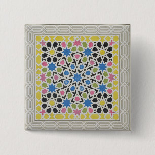 Bóton Quadrado 5.08cm Design do mosaico do Alhambra, 'do Arabian