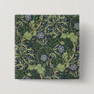 Bóton Quadrado 5.08cm Design do papel de parede da alga, impresso por