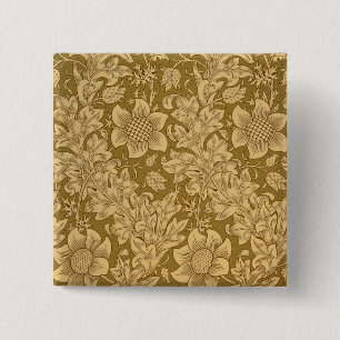 Bóton Quadrado 5.08cm Design do papel de parede do "Fritillary", 1885