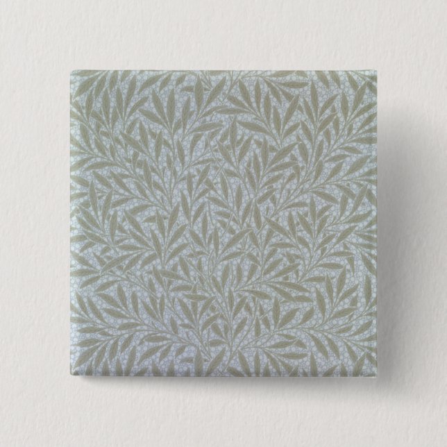 Bóton Quadrado 5.08cm Design do papel de parede do salgueiro, 1874 (Frente)