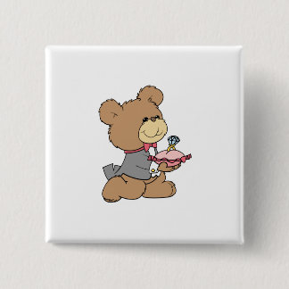 Bóton Quadrado 5.08cm design do urso de pelúcia do portador do anel