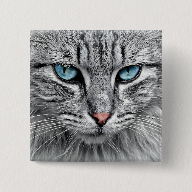 Bóton Quadrado 5.08cm Design Fratural Da Face Cat-10682 (Frente)