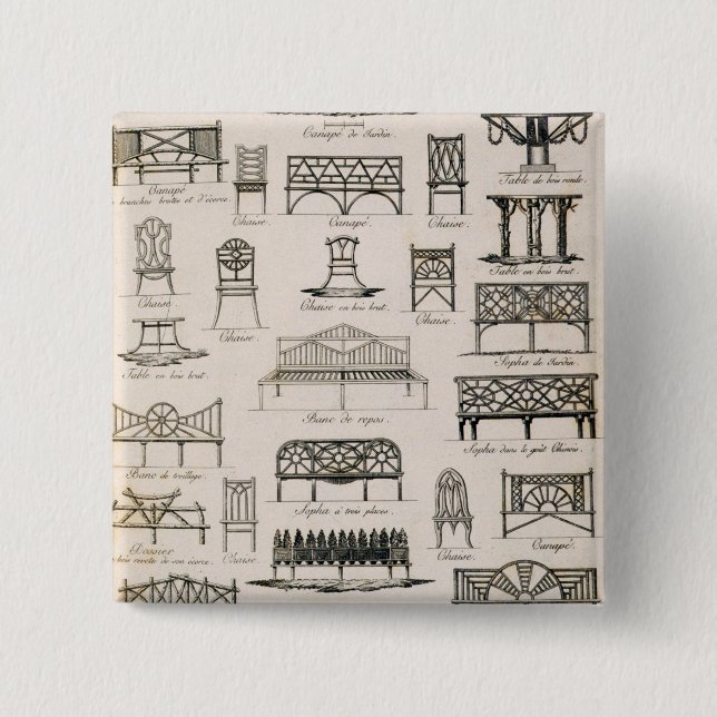 Bóton Quadrado 5.08cm Design para assentos de jardim, 'de um compêndio (Frente)