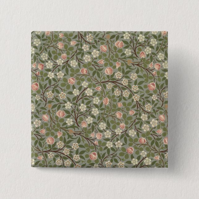Bóton Quadrado 5.08cm Design pequeno do papel de parede da flor (Frente)