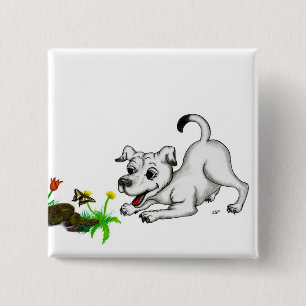 Bóton Quadrado 5.08cm Despertar de primavera, filhote com borboleta