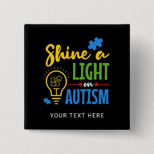 Bóton Quadrado 5.08cm Destaque para o Autismo Nome da Equipe Personaliza