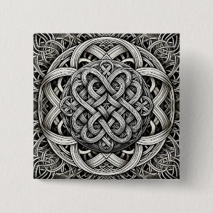 Bóton Quadrado 5.08cm Detaillierte Schwarz-Weißer keltischer Knoten 0001