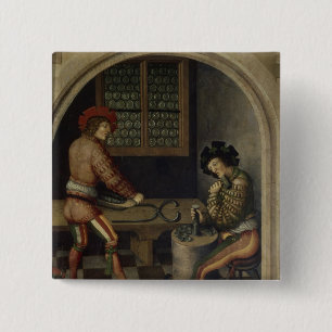 Bóton Quadrado 5.08cm Detalhe da paisagem da mineração, 1521