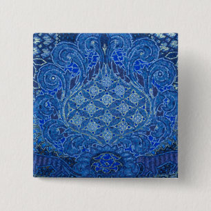Bóton Quadrado 5.08cm Detalhe de Mosaico Azul, Alemanha