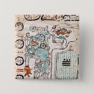 Bóton Quadrado 5.08cm Detalhe de um códice maia