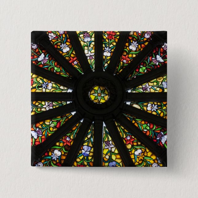 Bóton Quadrado 5.08cm Detalhe de vitral (Frente)