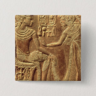 Bóton Quadrado 5.08cm Detalhe do santuário dourado de Tutankhamun