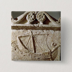 Bóton Quadrado 5.08cm Detalhe do sarcófago do navio, de Sidon