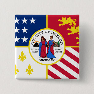 Bóton Quadrado 5.08cm Detroit, Michigan, os Estados Unidos