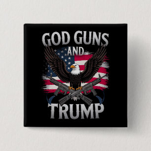 Bóton Quadrado 5.08cm Deus Armas E Trump Águia Bandeira Americana Antiga