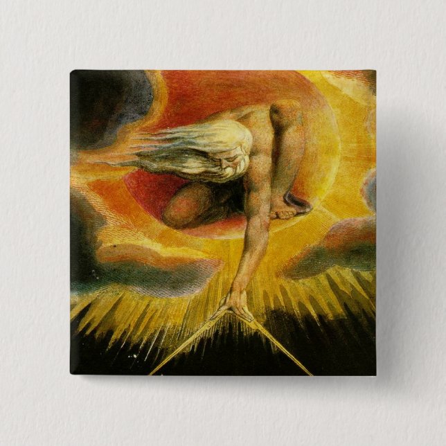 Bóton Quadrado 5.08cm Deus da arte de William Blake (Frente)