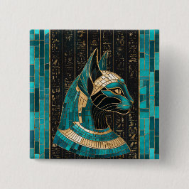 Bóton Quadrado 5.08cm Deusa Gato Egípcia Bastet - Arte Mosaica
